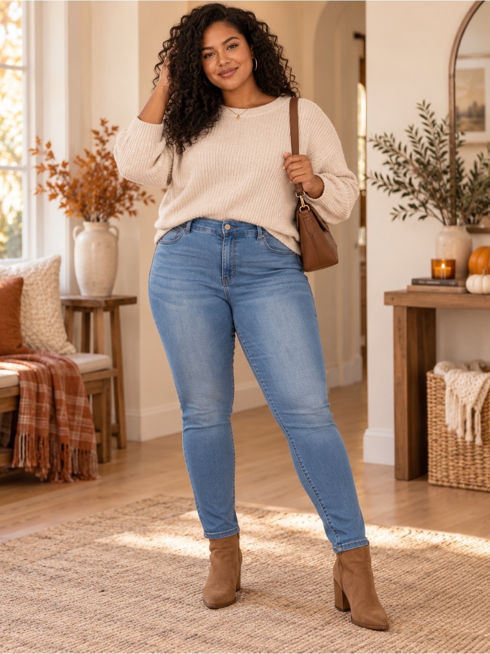 Curve Appeal Slim High-Rise Women's Skinny Jeans in Light Blue